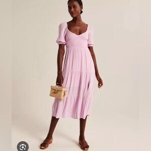 Abercrombie and Fitch Midi Puff Sleeve Dress
